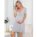 Bresdk Women's Maternity Nightdress - Grey Nursing Pyjamas for Breastfeeding and Pregnancy - Buy Online on SooperMarket.com