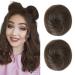 REECHO 2 PCS Mini Claw Clip in Messy & Cat Ears Hair Bun Extensions Wig Accessory Updo Hairpieces for Women Girls (Pack of 2-3" Straight Medium Ash Brown) Pack of 2 - 3" Straight Medium Ash Brown