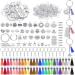 350Pcs Motivational Keychain Accessories Set with 50 Engraved Inspirational Words Charms  50 Leather Keychain Tassels  50 Keyring with Chain  200 Open Jump Rings for Keychain Making  DIY Crafting