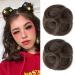 REECHO Space Bun Hair Pieces 2 PCS Mini Claw Clip in Messy & Cat Ears Fake Hair Bun Extensions Wig Accessory Updo Hairpieces for Women Girls (Pack of 2-3.5" Wavy Medium Ash Brown) Pack of 2 - 3.5" Wavy Medium Ash Brown