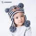 LANGZHEN Infant Winter Hat Earflap Knit Fleece Lined Beanie for Boys Girls 6-12 Months - Navy Stripe + Grey - Buy Online on SooperMarket.com