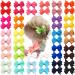 Baby Hair Clips,50 Pcs Tiny 2" Hair Bows for Girls Fully Covered Alligator Clips Hair Barrettes for Baby Girls Infants and Toddlers,25 Colors in Pairs Forked
