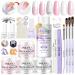 SAVILAND Acrylic Nail Kit: 4 Colors Acrylic Powder and Liquid Set with Acrylic Nail Brush/French Nails Tips/Nail Glue/Top Gel/Non-acid Ph Bond/Acrylic Nail Set for Beginners Acrylic Application 01-Acrylic Nail Kit