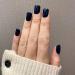 Novo Ovo Dark Blue Monochrome Short Corner Oval Press-On Nails | Premium Artificial Fingernails - Easy Application with Glue - Buy Online on SooperMarket.com