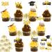 160 Pcs Graduation Firework Cupcake Toppers Set 100 Pcs 9 Inch Gold Foil Frill Firework Toothpicks and 60 Pcs Graduation Glitter Graduation Cupcake Topper for Graduation Party Cake Cocktail Food Fruit