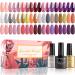 Lavender Violets Gel Nail Polish Kit 27+3 Colors Classic n Glitter Gel Shades Red Pink Purple Yellow and Silver Soak-off UV Nail Gel 5ml/each with Base, Matte and Glossy Top Coat 8ml/each C971