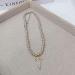 Elegant Gray Necklace for Women | Adjustable Collarbone Chain with Brown Pearl | Oralgos Jewelry Accessory - Buy Online on SooperMarket.com