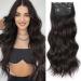 KooKaStyle Hair Extensions  4pcs Clip in Long Wavy Hair Extensions  Thick Long Hairpiece for Women Full Head (20 Inches  Dark Brown) 20 Inch Dark Brown