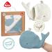 Fehn Baby Whale Bath Towel & Washing Glove Set - Organic Cotton Hooded Towel for Babies & Toddlers 0+ Months - Cute Whale Design Poncho - Buy Online on SooperMarket.com