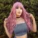 YEESHEDO 28 Inch Long Pink Synthetic Wavy Wig with Fringe for Women - Ideal for Party, Cosplay, or Daily Wear - Buy Online on SooperMarket.com