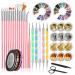 Canvalite nail art brush set brush for gelail nail decoration set 5 pc dotted pen rhinestones nails gold leaf nail art tool for salon or at home