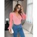 Fayenne Womens Tops Deep V Neck Cross Wrap Sexy Tops Polka Dot Mesh Long Sleeve T Shirt Casual Blouses S Deep Pink - Buy Online on SooperMarket.com