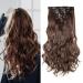 Clip in Hair Extensions 8Pcs 24inch Long Curly for Full Head 18 Clips Synthetic Hairpiece Extension -Light Brown 24 Inch Curly #Light Brown
