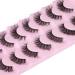 JIMIRE False Eyelashes with Clear Band 3D Fluffy Lashes Demi-wispies Natural Look Cat Eye Faux Mink Fluttery Eyelashes 15MM D Curl Eye Lashes Pack 7 Pairs Wispy|7-15MM