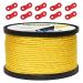 HIKEMAN 50m Reflective Guyline Solid Braid Nylon Camping Rope with Aluminum Adjuster Cord Tensioner Tent Accessory for Outdoor Travel Hiking Backpacking and Water Activities (Yellow 3mm) Yellow 3mm