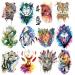 Oottati 12 Sheets Large Temporary Tattoos - 21x15cm Flower Arm Watercolor Hand Paint ink Leopard Tiger Owl Dragon Horse Lion Wolf Deer Cat Fox For Men and Women