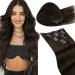 Laavoo real hair Extensions clip in brown extensions real hair clip in dark brown hair extension real hair clip double brip extensions real hair invisible 45cm #2 105g 7pcs 45cm-105g 1.2 #2