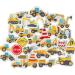 Arthsdite 64 Pcs Edible Construction Cupcake Toppers Truck Tractor Excavator Cake Decorations Stop Sign Dessert Decoration for Construction Baby Shower Birthday Party Food Decorations - Buy Online on SooperMarket.com