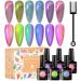 MEET ACROSS Glass Cat Eye Gel Polish Set Colorful Magnetic Gel Nail Polish with Magnet Transparent Cat Eye Gel Nail Polish Soak Off UV Cateye Gel Polish Kit for Home DIY Manicure Varnish Art Design