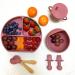 Baby Led Weaning Feeding Set (17 Pcs) | Suction Silicone Bowl, Self-Feeding Utensils & Fruit Feeder Cup | Rose Pink V2 - Buy Online on SooperMarket.com