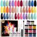 Modelones 20 Colors Dip Powder Nail Kit Starter  Nude Pink Acrylic Dipping Powder System Essential Liquid Set with Top/Base Coat Activator for French Nail Art Manicure DIY Salon Women 2022 Christmas Gift