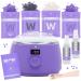 Waxing Kit for Women Men, Waxxcity Waxing Warmer Hair Removal Kit with 14oz Hard Wax Beads, Digital Home Wax Kit for Sensitive Skin Brazilian Bikini Eyebrow Armpit Hard Hot Wax Pot Purple