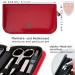 Three Swords 8 pcs Manicure Set 'Roma' | Premium Nail Care in Red Synthetic Leather Case | Scissors Clippers Tweezers & Glass Nail Files - Buy Online on SooperMarket.com
