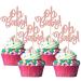 36 Pack Oh Baby Cupcake Toppers Glitter Baby Shower Cupcake Picks for Baby Shower Kids Gender Reveal Theme Party Cake Decorations Supplies Rosegold 1-rose Gold