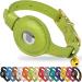 Oopsdoggy Airtag cat collar made of leather with bells not tearable with Apple Airtag holder light GPS pet collar for girls boys cats small dogs puppies (Lime Green)