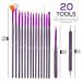 Glow 20-Part Nail Art Brush & Dotting Tool Set - Ideal for Beginners & Professionals - Affordable Wooden Handle Brushes in Purple - Buy Online on SooperMarket.com