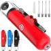Ball Pump and 5 Needles - Air Pump for Balls, Basketball, Soccer, Volleyball, Football, Sport Ball - Hand Pump for Inflatables - Never Lose Pin Again with Holder - Pumps Two Ways for Faster Inflation Red