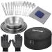 Stainless Steel Camping Mess Kit - 28 Pcs Dinnerware Set for 4 - Plates, Bowls, Cutlery, Gloves & Rag - Ideal for Hiking, Picnics - Black - Buy Online on SooperMarket.com