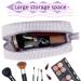 Seersucker Cosmetic Bag - Large Makeup Pouch Travel Toiletry Case | Purple Organizer for Women & Girls - Buy Online on SooperMarket.com