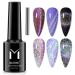 MIZHSE Universal Reflective Rainbow Cat Eye Gel Nail Polish 1 Bottle Colorful Holographic Magnetic 9D Laser Cateye Manicure Set 10ml for Nail Art Salon reflective cat eye