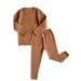 DreamBuy 20 Colours Ribbed Pyjama/Tracksuit/Loungewear Unisex Boys And Girls Pyjamas Baby Clothes Pyjamas For Women And Mens Pyjamas 6-12 Months Caramel