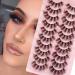 MilyBest Lashes False Eyelashes 10 Pairs 18mm Fluffy Cat Eye Faux Mink Lashes Pestaas Postizas D Curl Volume Fake Lashes Wispy Natural Look Eye lashes Strip Sets Pack A-Fluffy Wispy Lashes | 18MM
