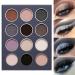 Smokey Grey Eyeshadow Palette  DE LANCI Professional Black Silver Gray Goth Neutral Matte Shimmer 12 Shades  Subtle Eyes Shadows Makeup Pallet  High Pigmented Waterproof Small and Cute Makeup Pallete