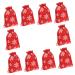 KOMBIUDA 10pcs Snowflake Burlap Bag Christmas Holiday Pouch Candy Storage Holder Drawstring Bag 14X10X0.3CM Red