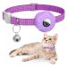 For Airtag cat neck band integrated reflective kitten neck band with Airtag holder puppy cat neck band with bell light tracker cats collars for girls young cats purple glocke-purple