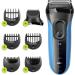 Buy Braun Series 3 Razor for Men - 3-in-1 Electric Shaver with 30 Min Runtime - 3010BT Blue & Black Bundle - Buy Online on SooperMarket.com