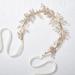 SWEETV Gold Wedding Headband Crystal Hair Vine Handmade Bridal Headpieces Wedding Hair Accessories for Bride