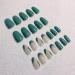 Sunjasmine 24 Pc Almond Fake Nails with Nail Glue - Green Designs | Acrylic Press on Nails for Women & Girls - Buy Online on SooperMarket.com