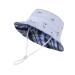 LANGZHEN Beach Sun Protection Hat for Baby Girls Adjustable Toddler Kids Hat Wide Brim Summer Play Hat with Chin Strap Light Blue - Fish 4-8 Years