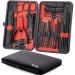 Manicure Set Pedicure Kit Nail Clippers Set Fingernails & Toenails Vibrissac Scissor 18 Pieces Best Care Grooming Tools for Man & Women Gift with Case (Red/Black_25 in 1)