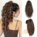 PORSMEER Ponytail Extension 18 Inch Claw Multi Layered Clip on Ponytail Extension for Women Long Curly Wavy Hair Extensions Natural Fluffy Synthetic Clip in Hairpiece for Daily Use (Chocolate Brown)
