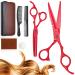 Purple Dragon 5.5 Inch Hairdressing Scissors Set (Red) 5 5" Red