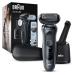 Braun Electric Razor for Men, Waterproof Foil Shaver, Series 6 6075cc, Wet & Dry Shave, With Beard Trimmer for Grooming, Clean & Charge SmartCare Center and Leather Travel Case ,Rechargeable, Black