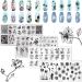RUNRAYAY 4Pcs Flower Nail Stamp Plates Butterfly Nails Art Stamping Plate Rose Animal Nail Plates Template Image Manicure Nail Art Tools for Manicuring DIY Printing