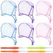6 Pieces Highlight Hair Cap Salon Hair Coloring Highlighting Dye Cap Tipping Cap Frosting Caps with 4 Pieces Hair Highlighting Needles Crochet Hooks for Dyeing Hair Hairdressing Tool (Purple/Blue/Pink)