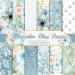 Whaline 24Pcs Blue Floral Pattern Paper 30x30cm Watercolor Flower Double-Sided Scrapbook Paper Blue Craft Paper Folded Flat for DIY Decorative Background Card Making Photo Album Junk Journal Decor